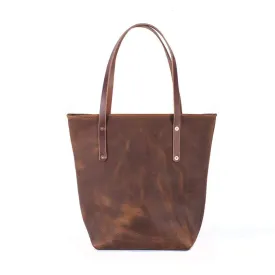 AVERY LEATHER TOTE BAG - SLIM LARGE - SADDLE