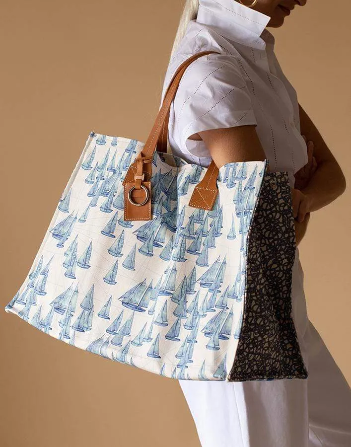 Beach Print Canvas Beach Bag