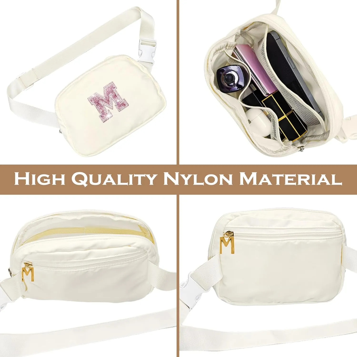 Birthday Gifts for 3 4 5 6 7 8 9 10 11 12 13 Year Old Girls Teens Kids,Initial Fanny Packs for Girls,Personalized Belt Bag for Daughter Sister,Cute Fashion Stuff,Monogrammed Gifts M