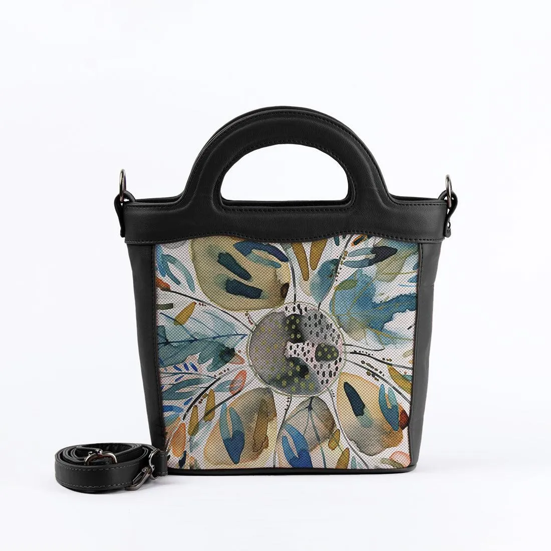 Black Top Handle Handbag Gold Stars