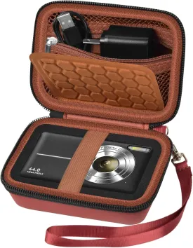 Carrying & Protective Case for Digital Camera, AbergBest 21 Mega Pixels 2.7" LCD Rechargeable HD/Kodak Pixpro/Canon PowerShot ELPH 180/190 / Sony DSCW800 / DSCW830 Cameras for Travel - Brown