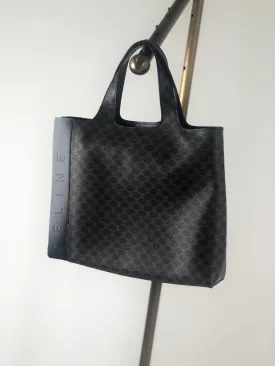CELINE Macadam Logo Handbag Black Vintage zxkira