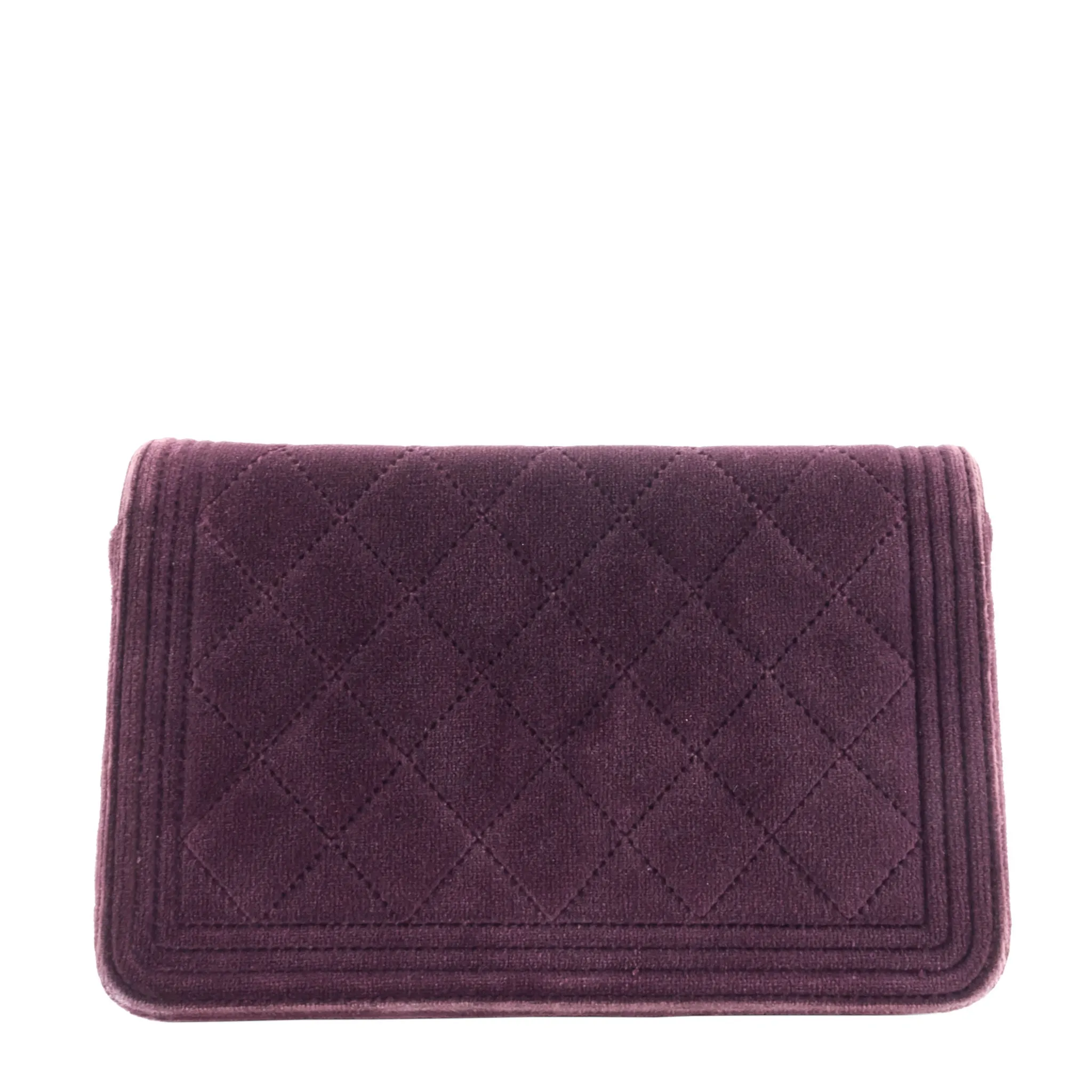 CHANEL Boy Quilted Velvet Wallet on Chain Bag