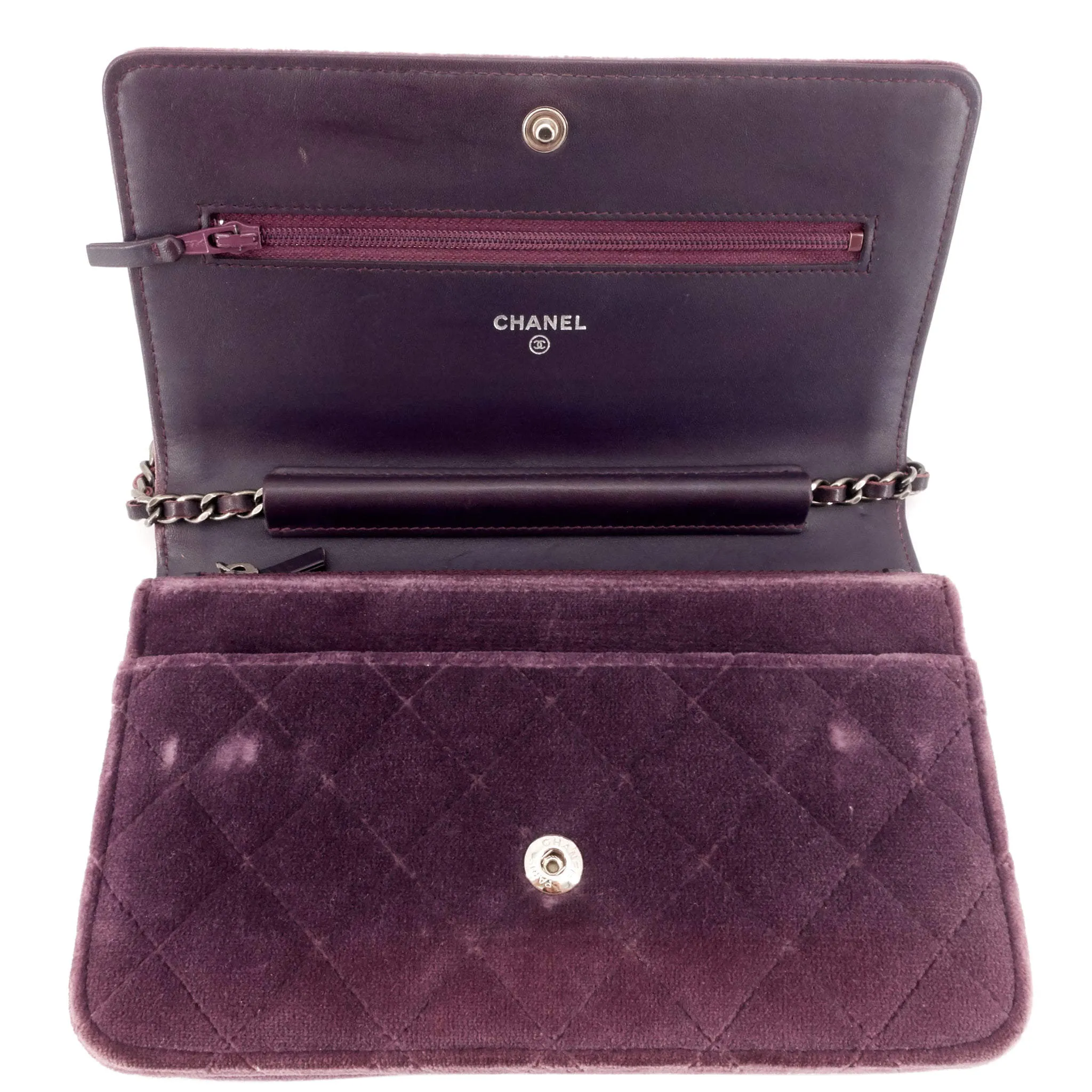 CHANEL Boy Quilted Velvet Wallet on Chain Bag