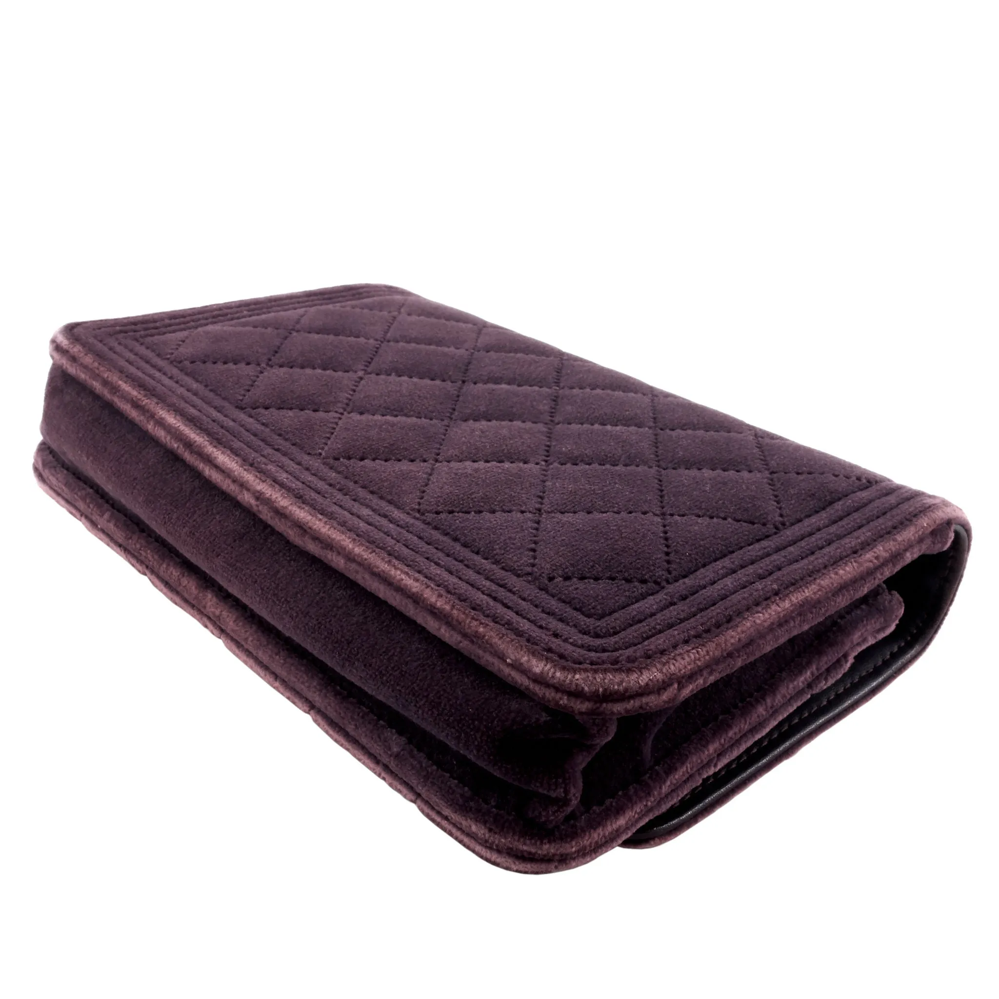 CHANEL Boy Quilted Velvet Wallet on Chain Bag