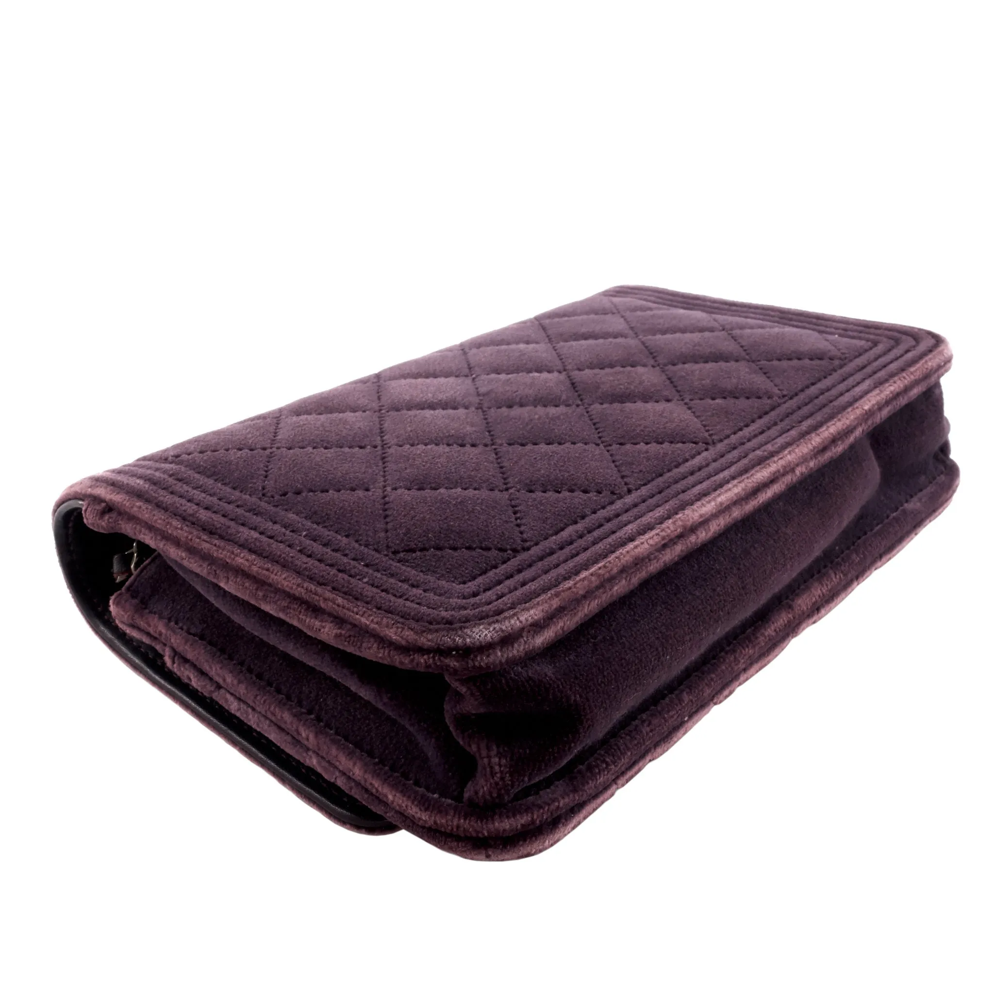 CHANEL Boy Quilted Velvet Wallet on Chain Bag