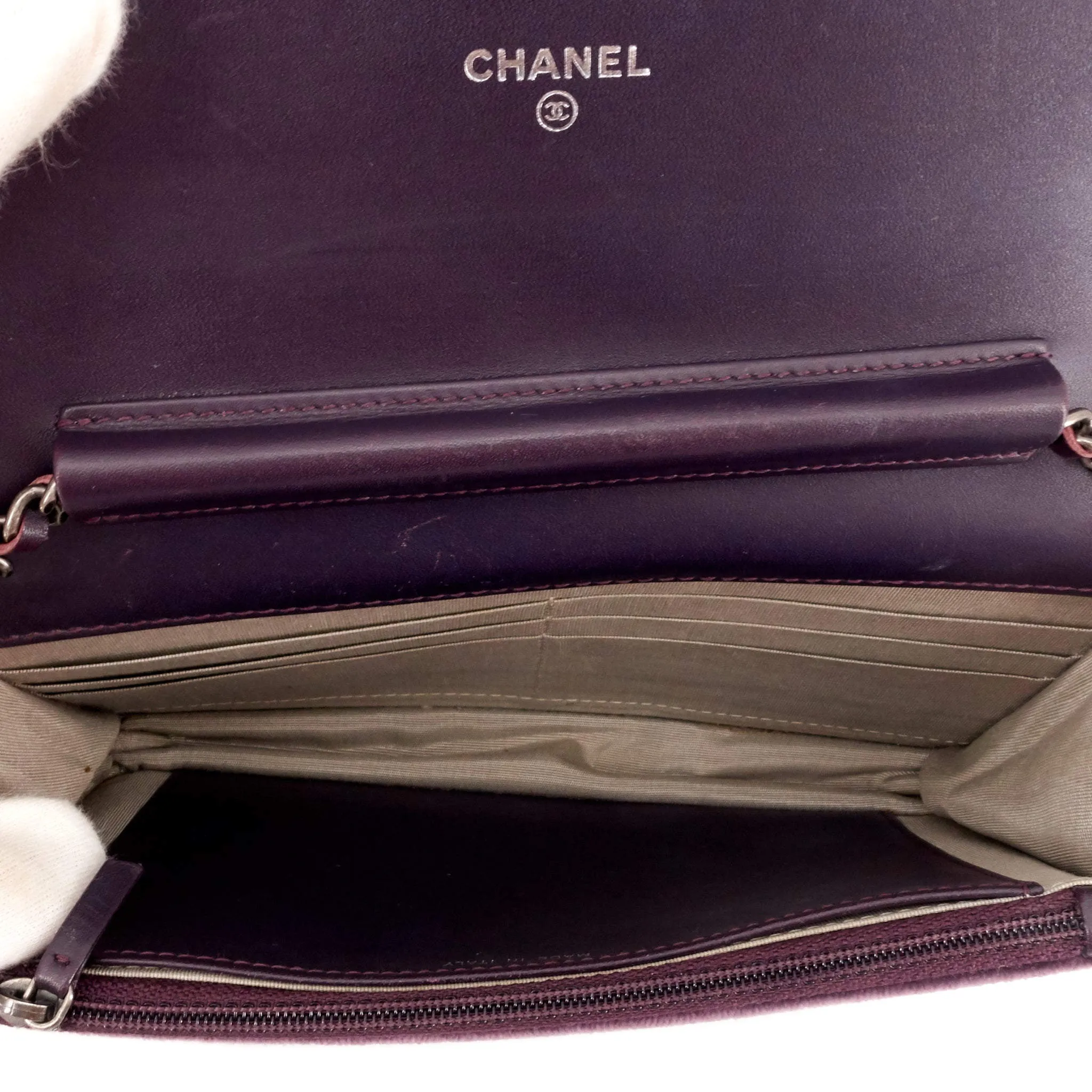 CHANEL Boy Quilted Velvet Wallet on Chain Bag