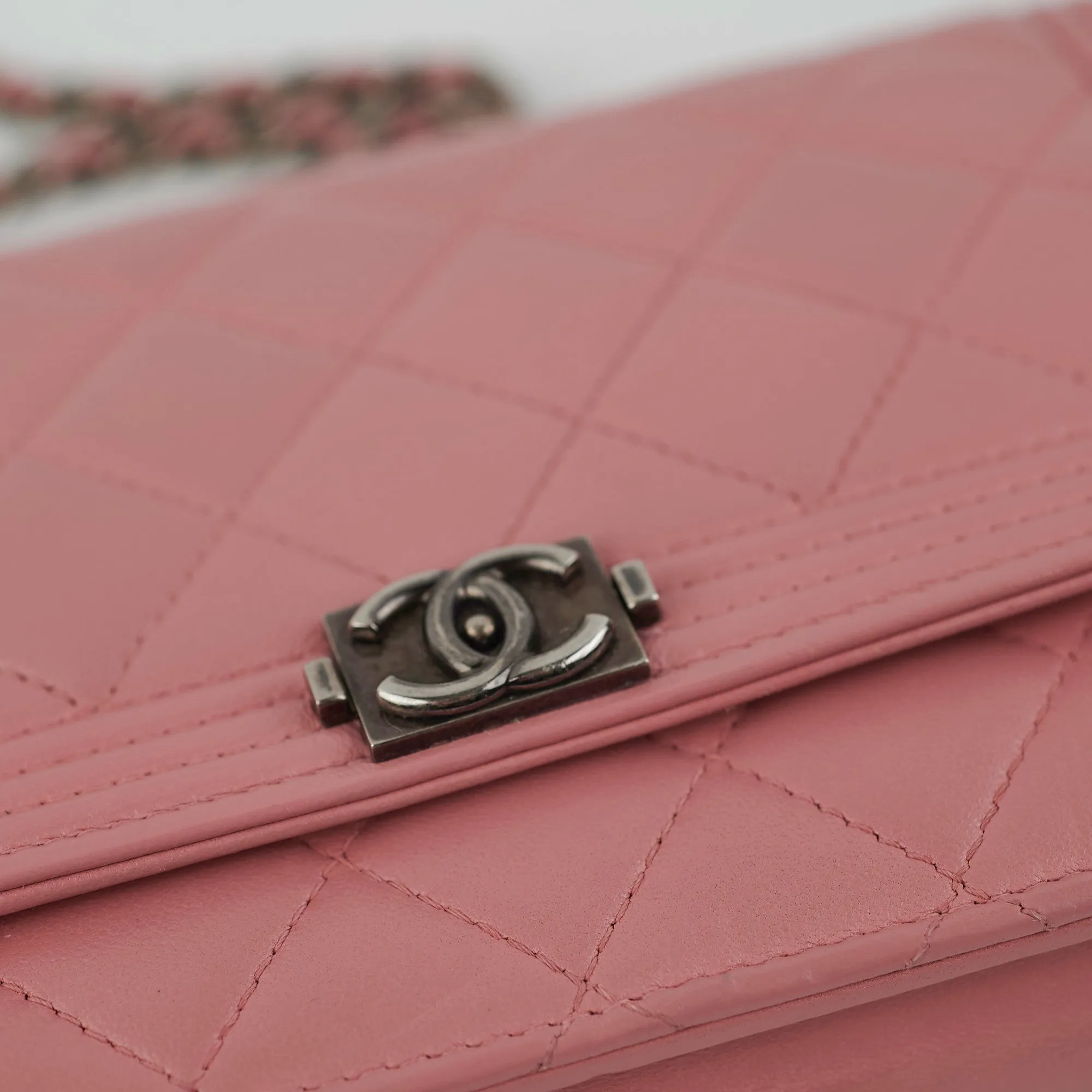 Chanel Boy Wallet On Chain Woc Lambskin Pink