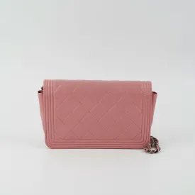 Chanel Boy Wallet On Chain Woc Lambskin Pink