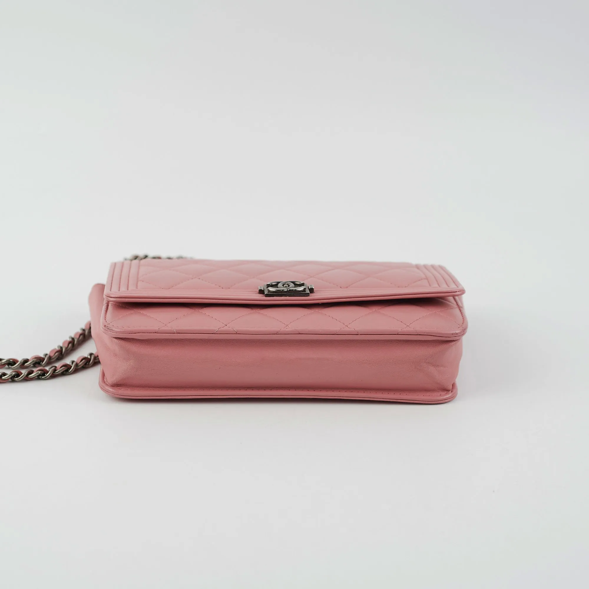 Chanel Boy Wallet On Chain Woc Lambskin Pink