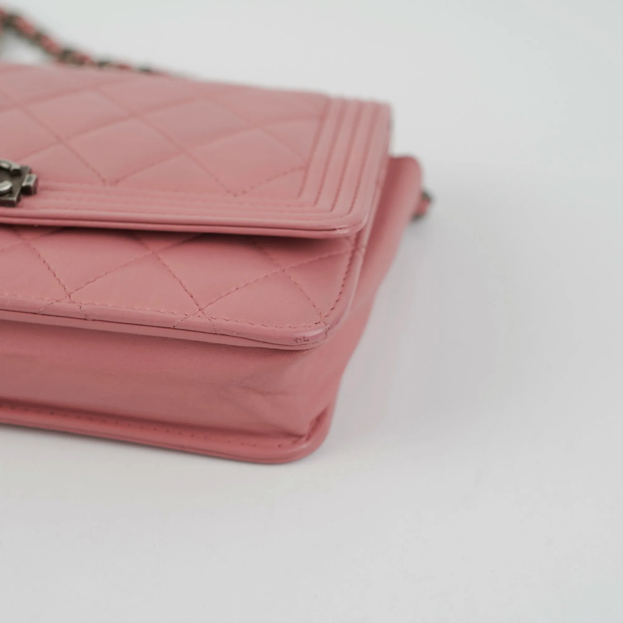 Chanel Boy Wallet On Chain Woc Lambskin Pink