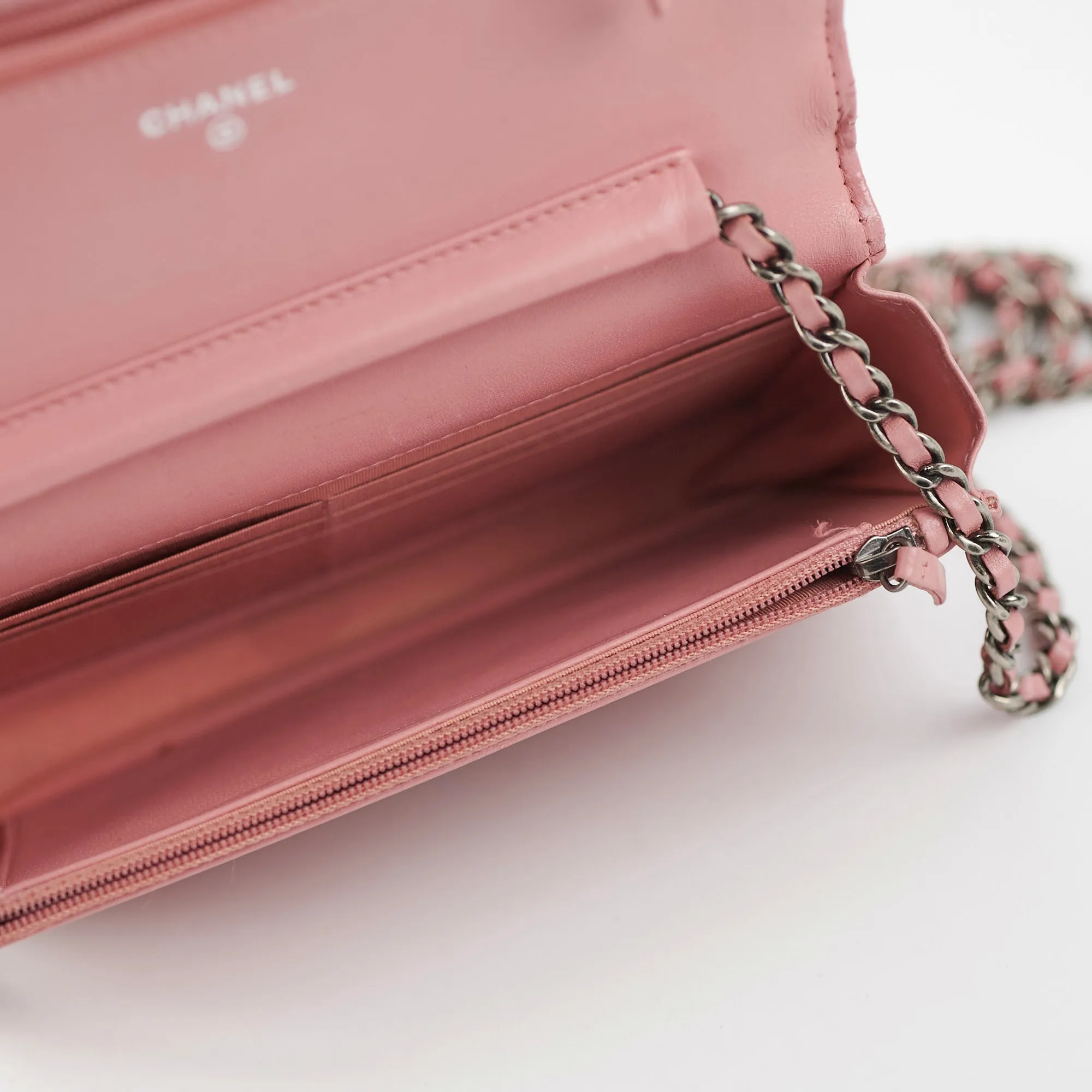 Chanel Boy Wallet On Chain Woc Lambskin Pink