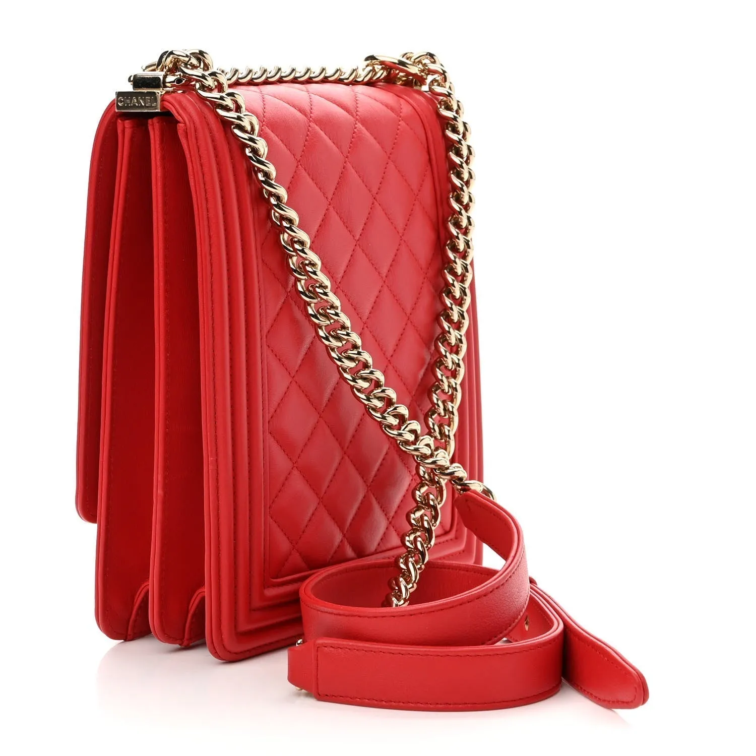 CHANEL CALFSKIN QUILTED NORTH SOUTH BOY FLAP BAG