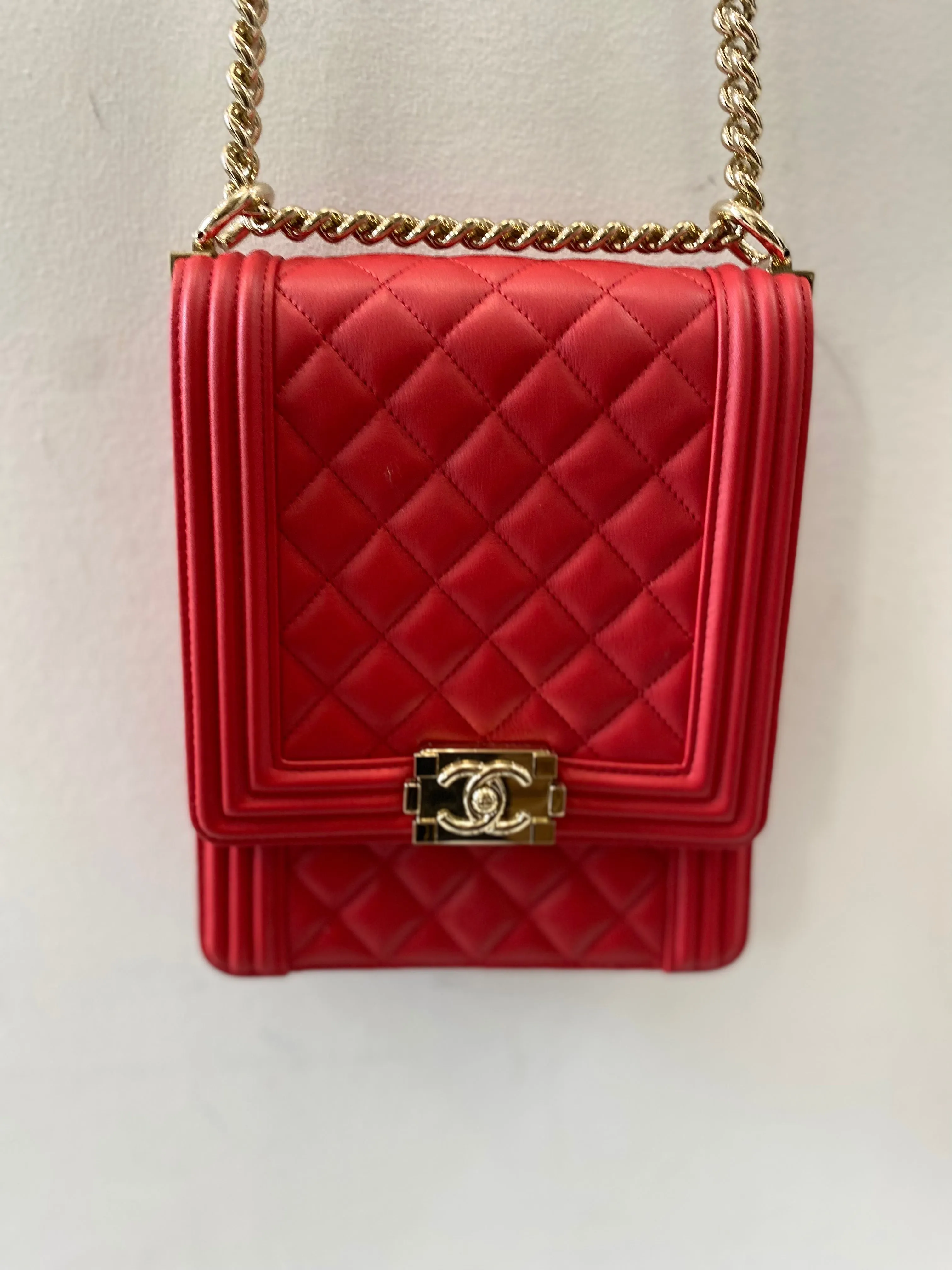 CHANEL CALFSKIN QUILTED NORTH SOUTH BOY FLAP BAG