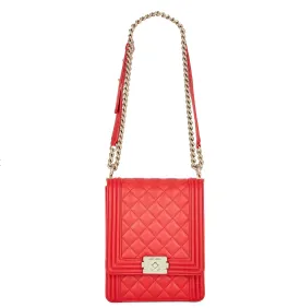 CHANEL CALFSKIN QUILTED NORTH SOUTH BOY FLAP BAG