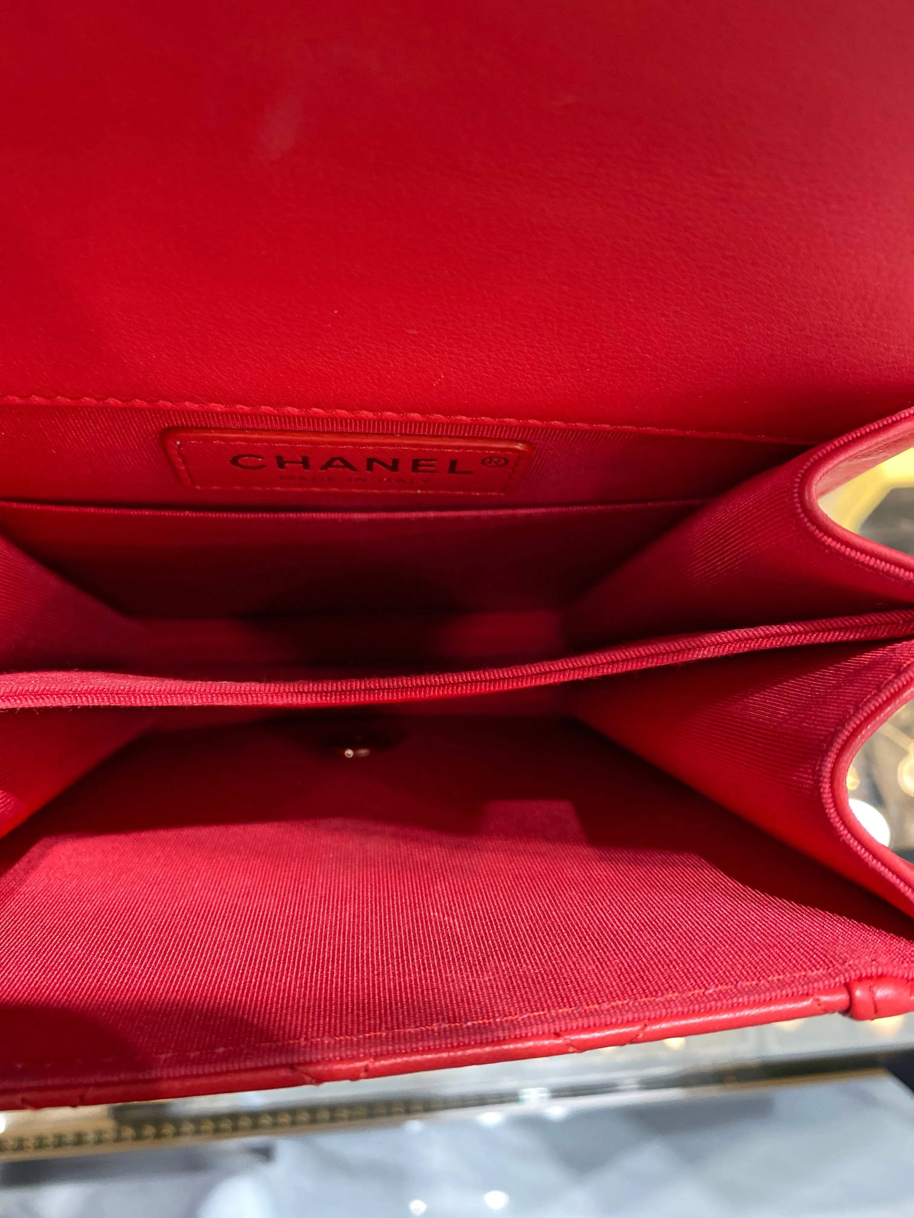CHANEL CALFSKIN QUILTED NORTH SOUTH BOY FLAP BAG