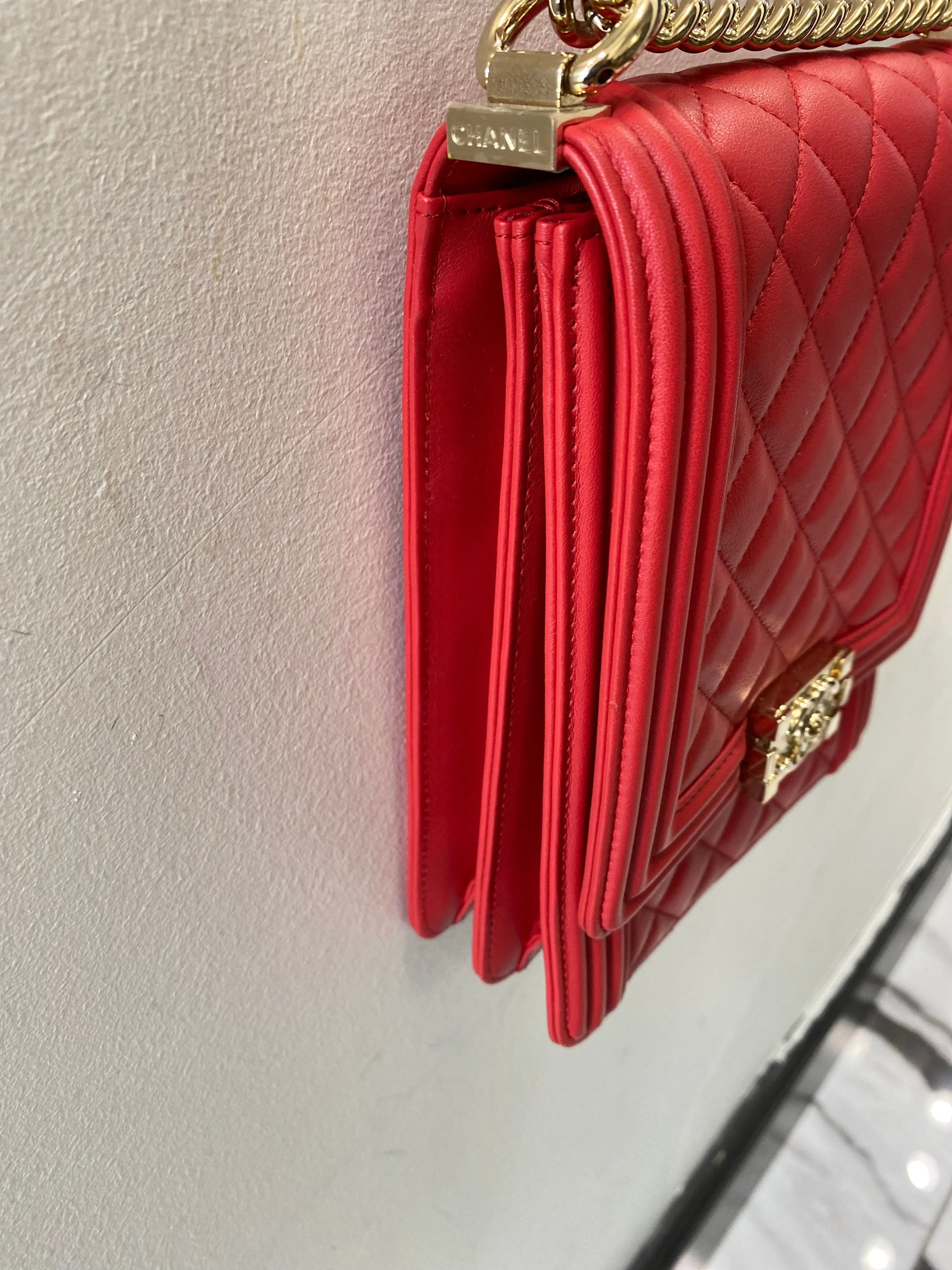 CHANEL CALFSKIN QUILTED NORTH SOUTH BOY FLAP BAG