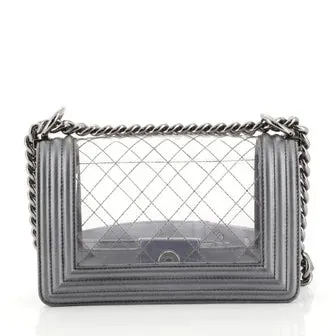 CHANEL METALLIC LAMBSKIN PVC QUILTED SMALL BOY BAG