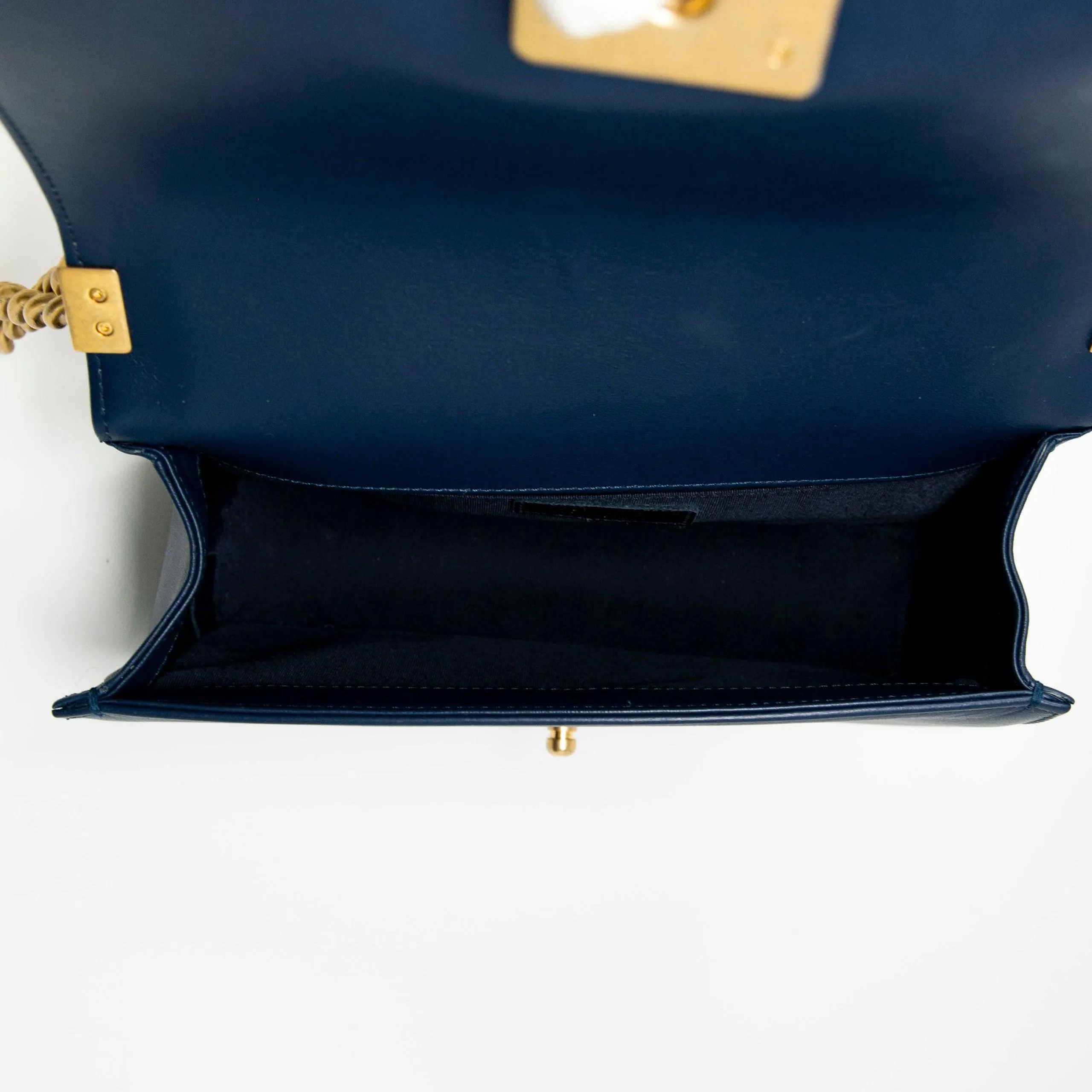Chanel Navy Lambskin Medium Boy Bag