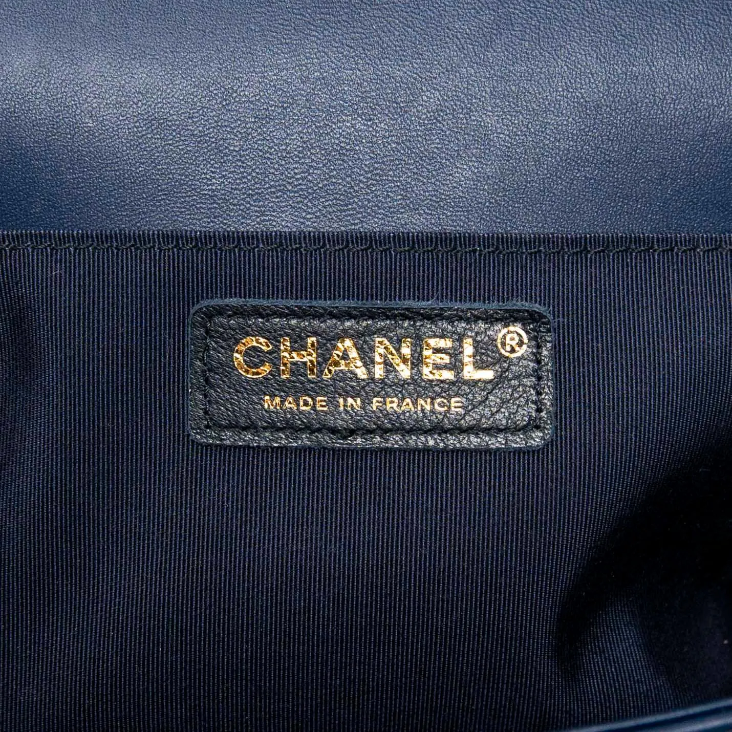 Chanel Navy Lambskin Medium Boy Bag
