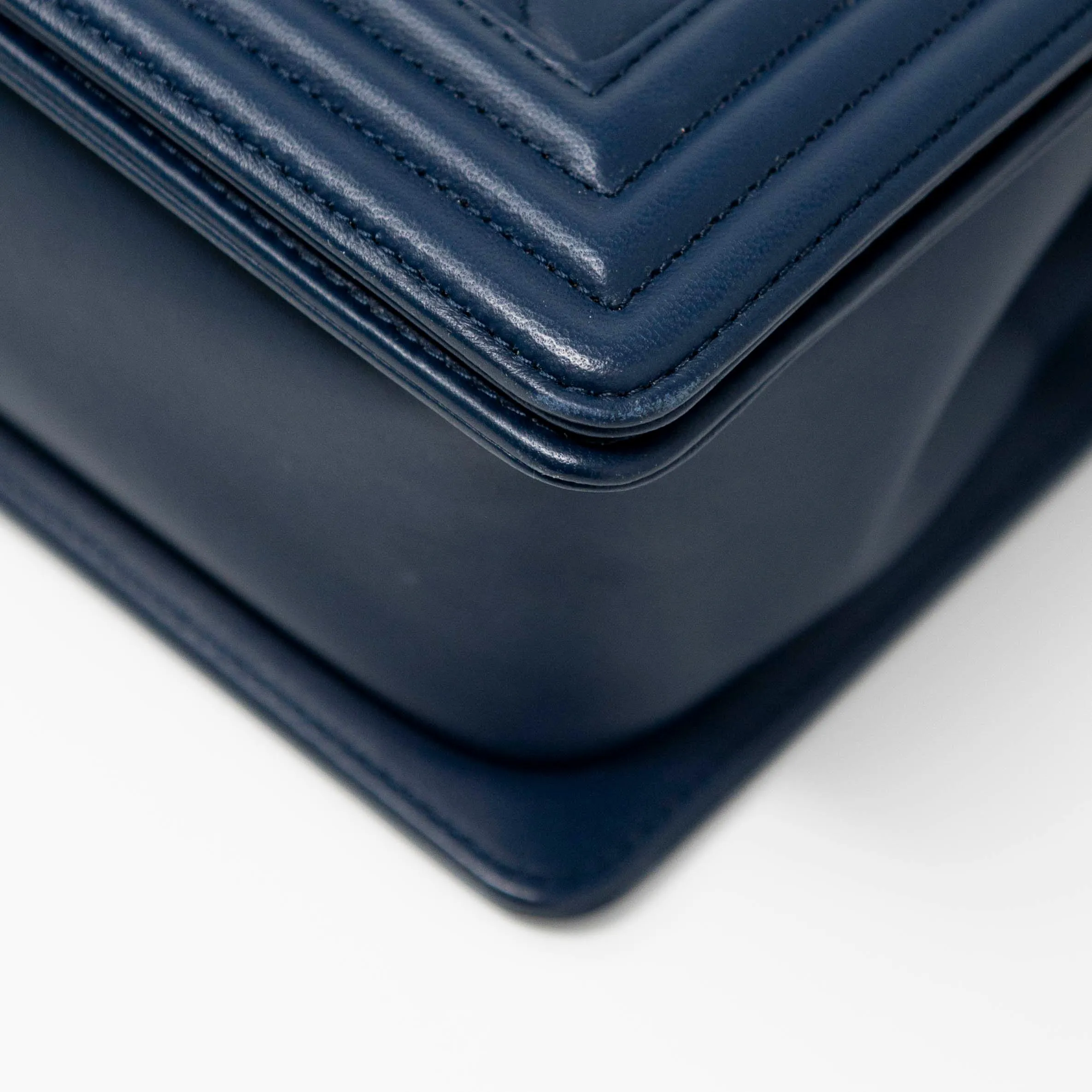 Chanel Navy Lambskin Medium Boy Bag