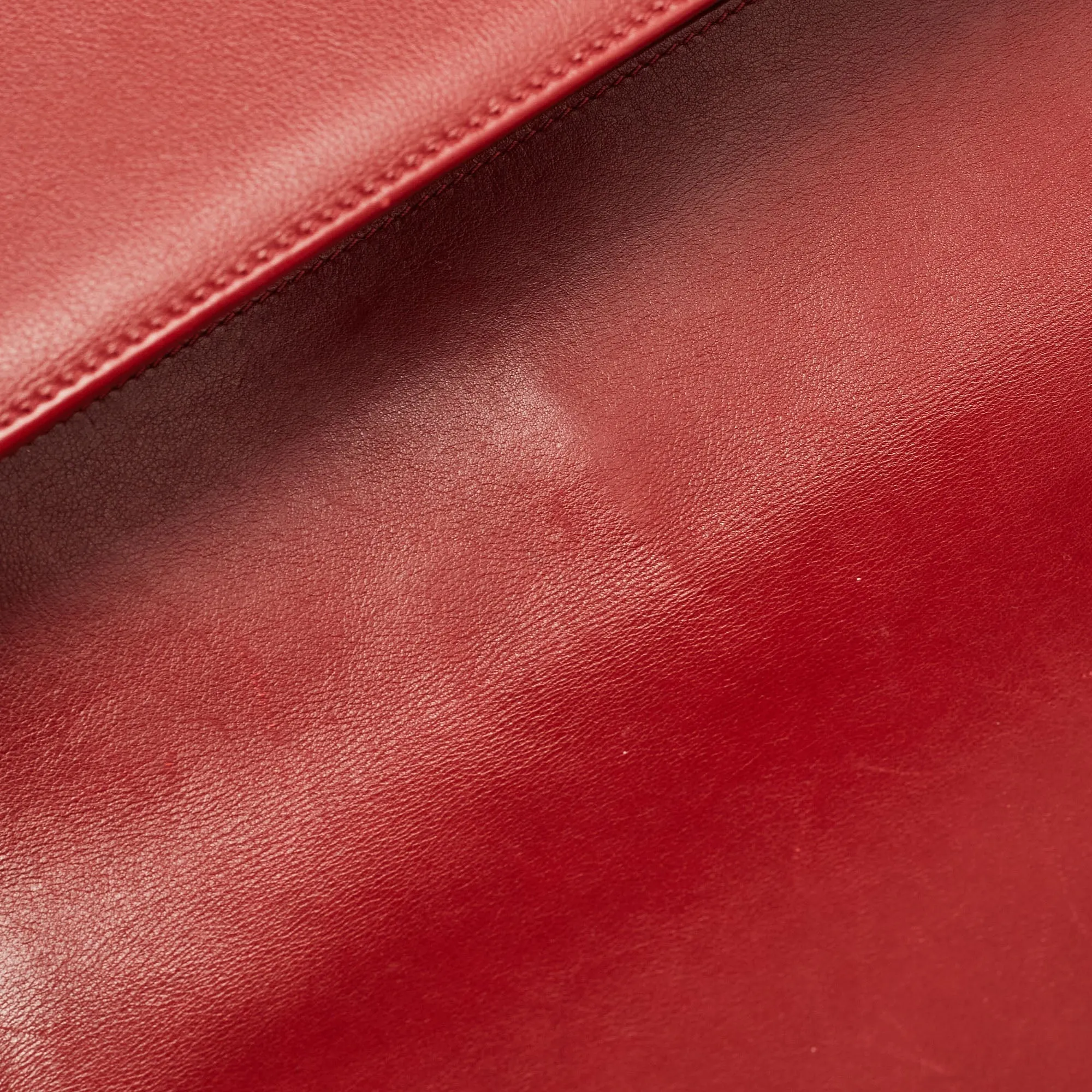 CHANEL Red Chevron Leather Medium Boy Bag