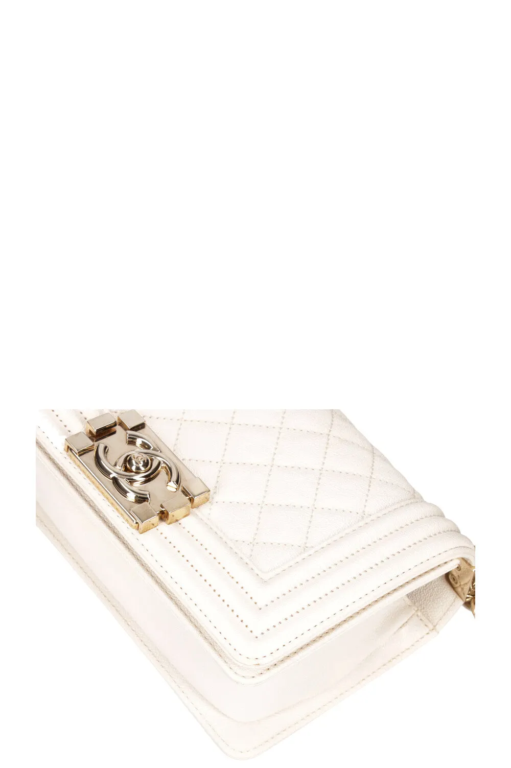 CHANEL Small Boy Bag Caviar Ivory