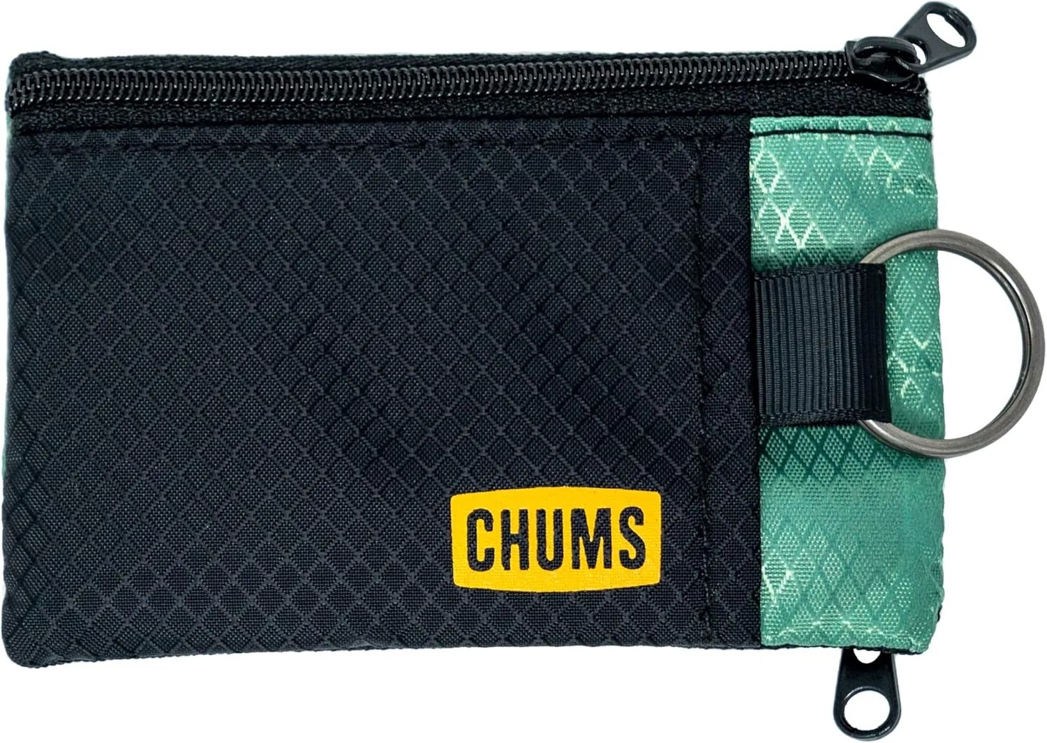 Chums Surfshorts Wallet - Lightweight Slim Wallet with RFID Blocking Card & Clear ID Window - Zippered, Minimalist Wallet w/Key Ring - Solid Colors