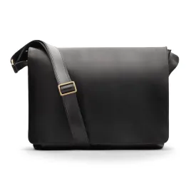 Classic Postman's Leather Messenger Bag - Black