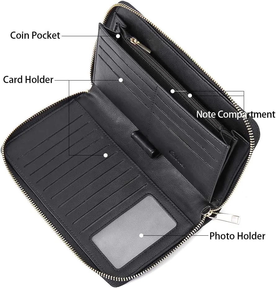 CLUCI Womens Wallet RFID Bifold Wristlet Large