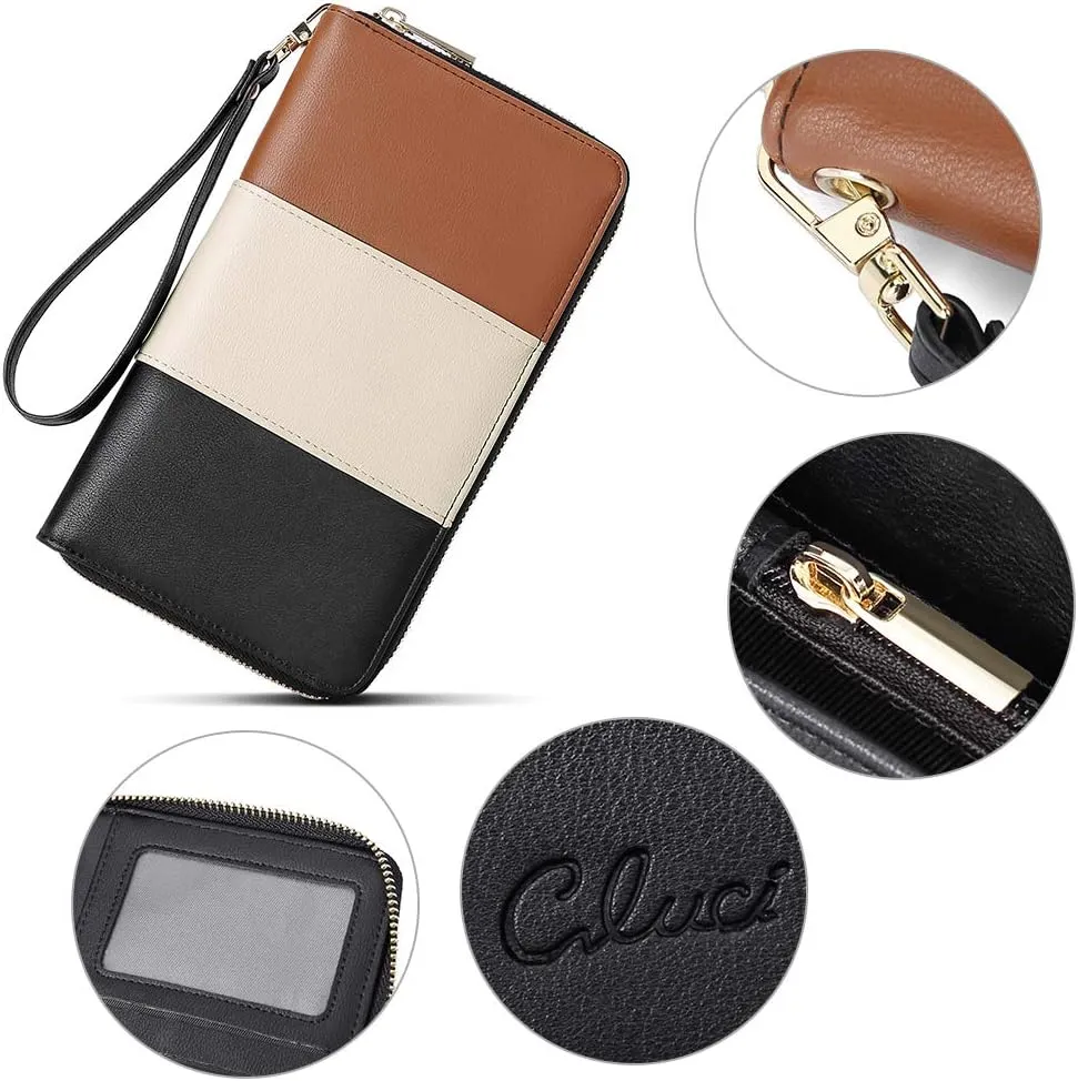 CLUCI Womens Wallet RFID Bifold Wristlet Large