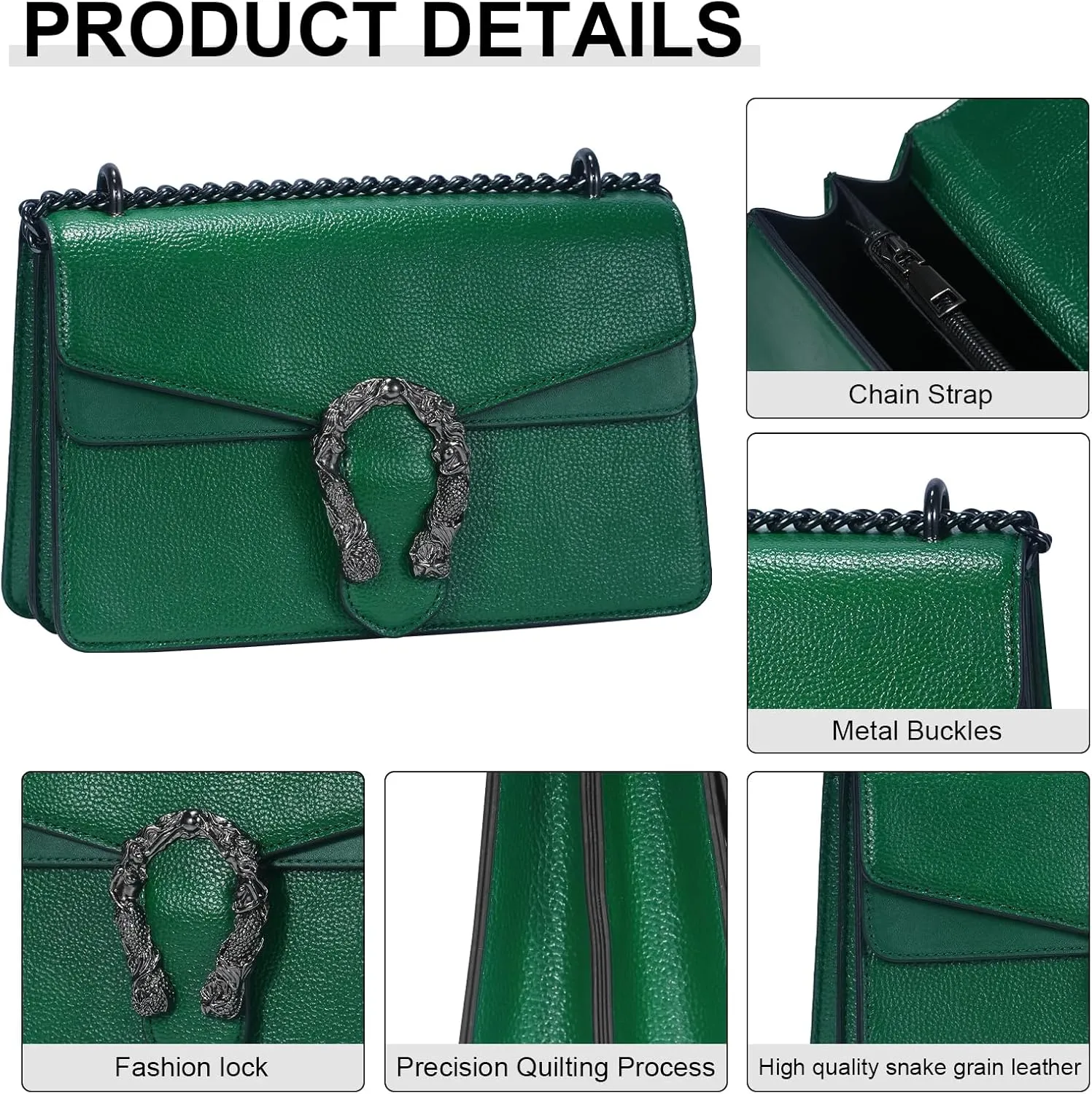 Crossbody Chain Purses for Women - Crocodile Snake Pattern Leather Shoulder Handbags Evening Clutch Satchel Bags