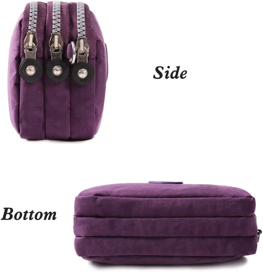 Crossbody Shoulder Bag for Women, Lightweight Travel Purse 3 Layers Zipper Wallet Wrist Bags Casual Sling Bags