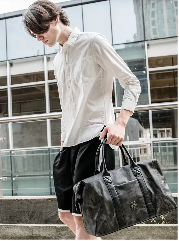 DRACONITE CAMOUFLAGE CASUAL WATERPROOF PU LEATHER SHOULDER TRAVEL BAG