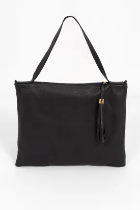 Dulce Italian Leather Large Tote Bag - Navy Blue, Pebbled