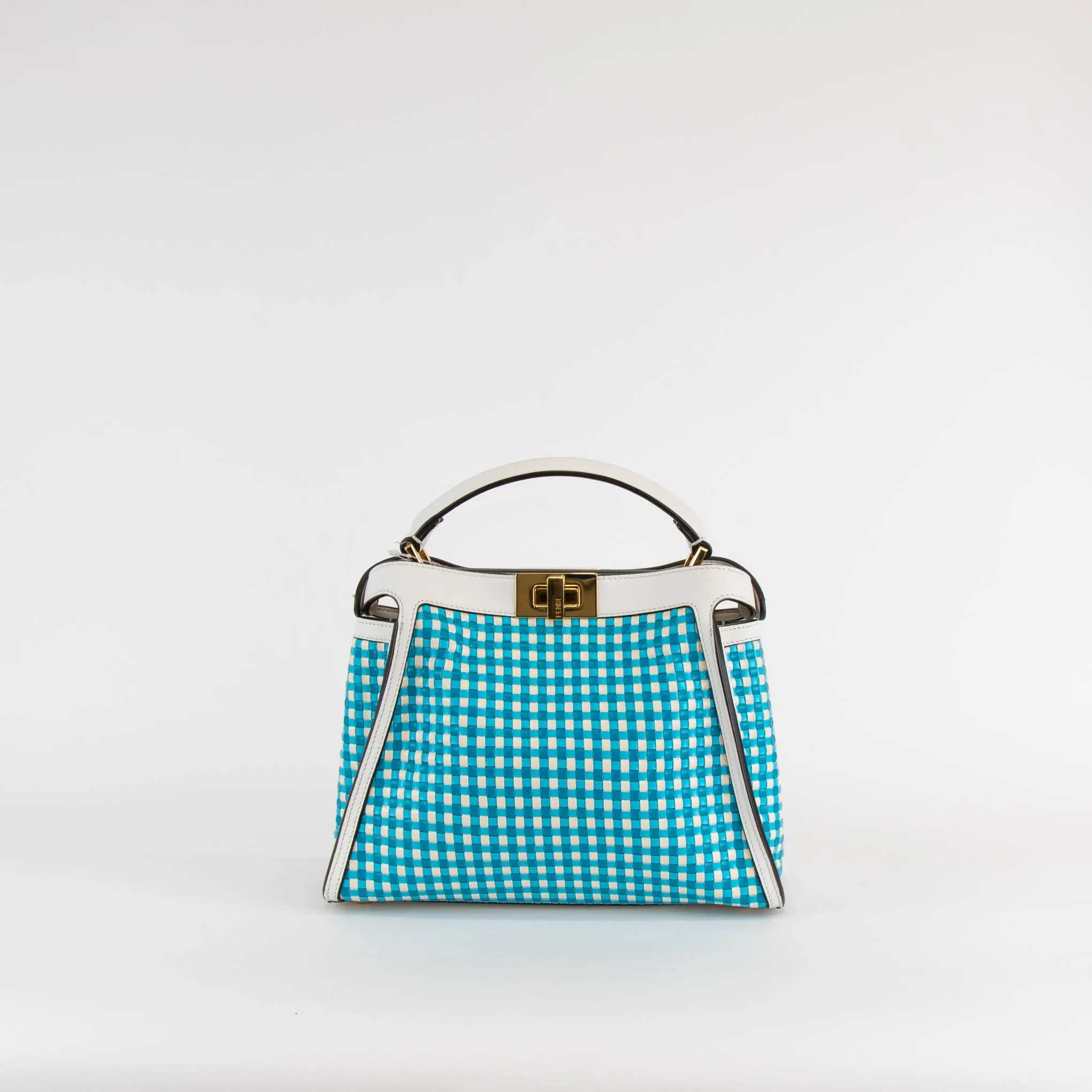 Fendi Blue and White Woven Peekaboo