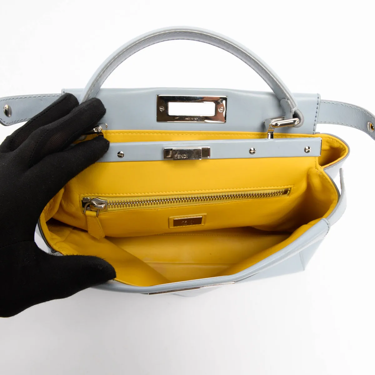 Fendi Pale Blue Nappa Medium Peekaboo Bag