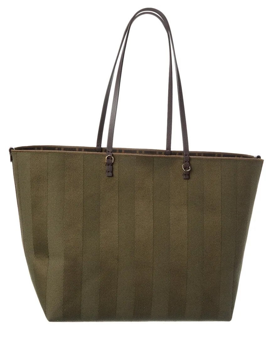 FENDI Roll Large Canvas & Leather Tote