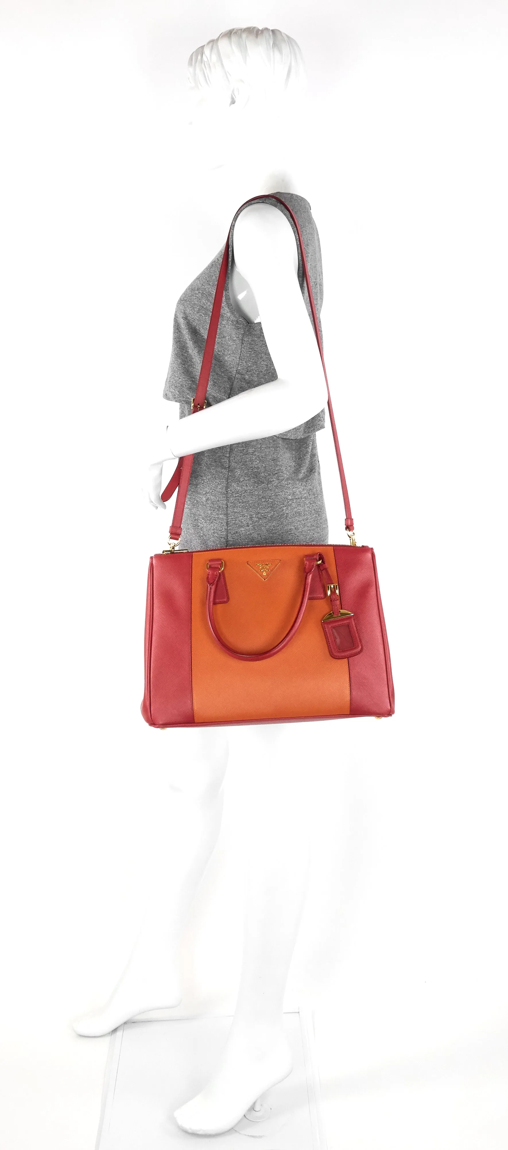 Galleria Double Zip Medium Bicolour Leather Bag