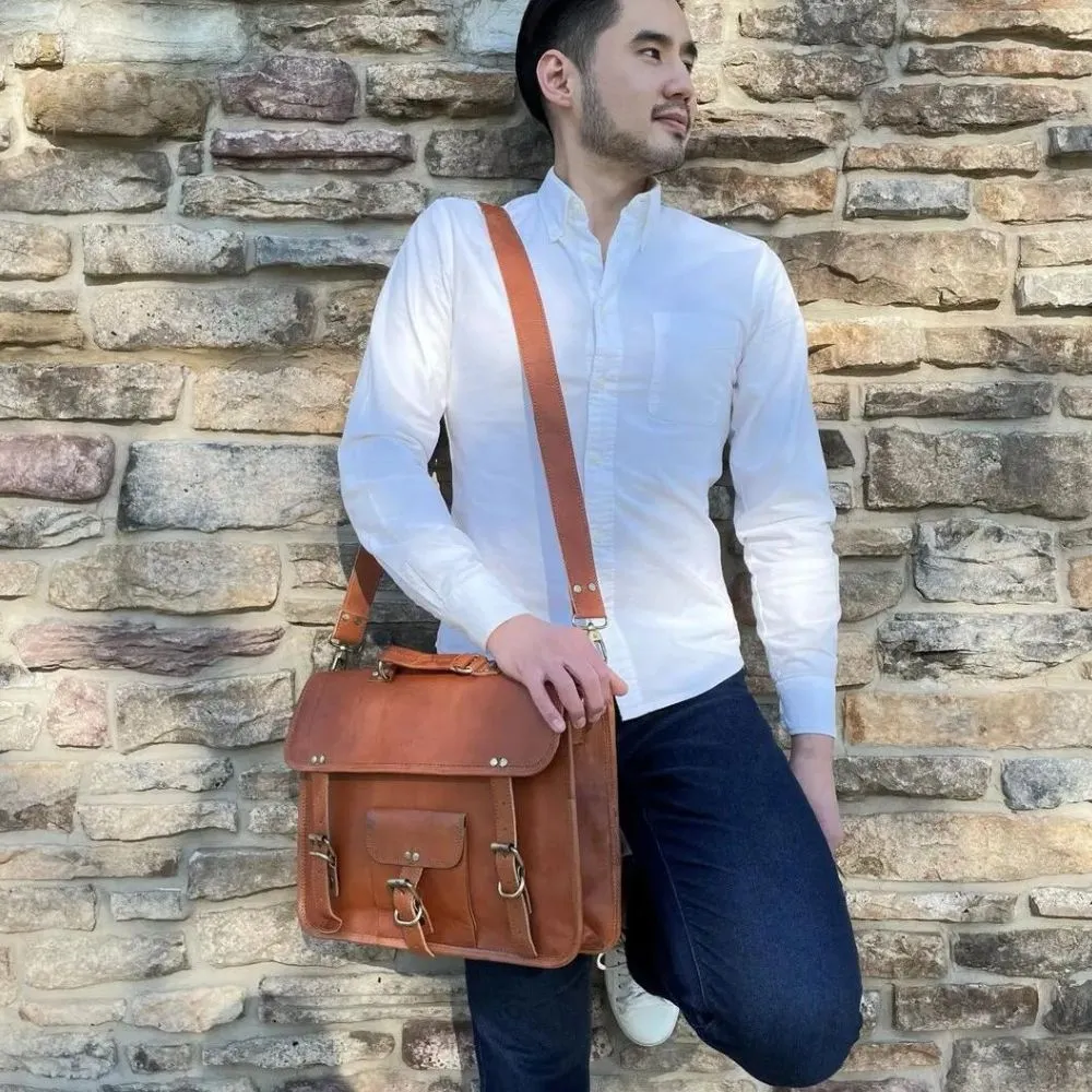 Genuine Leather Laptop Messenger Bag 15"