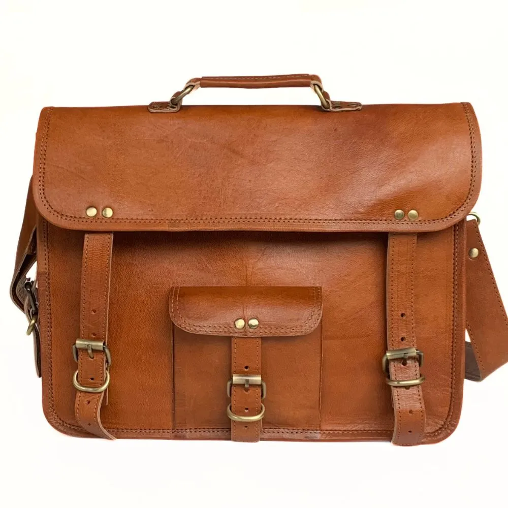 Genuine Leather Laptop Messenger Bag 15"