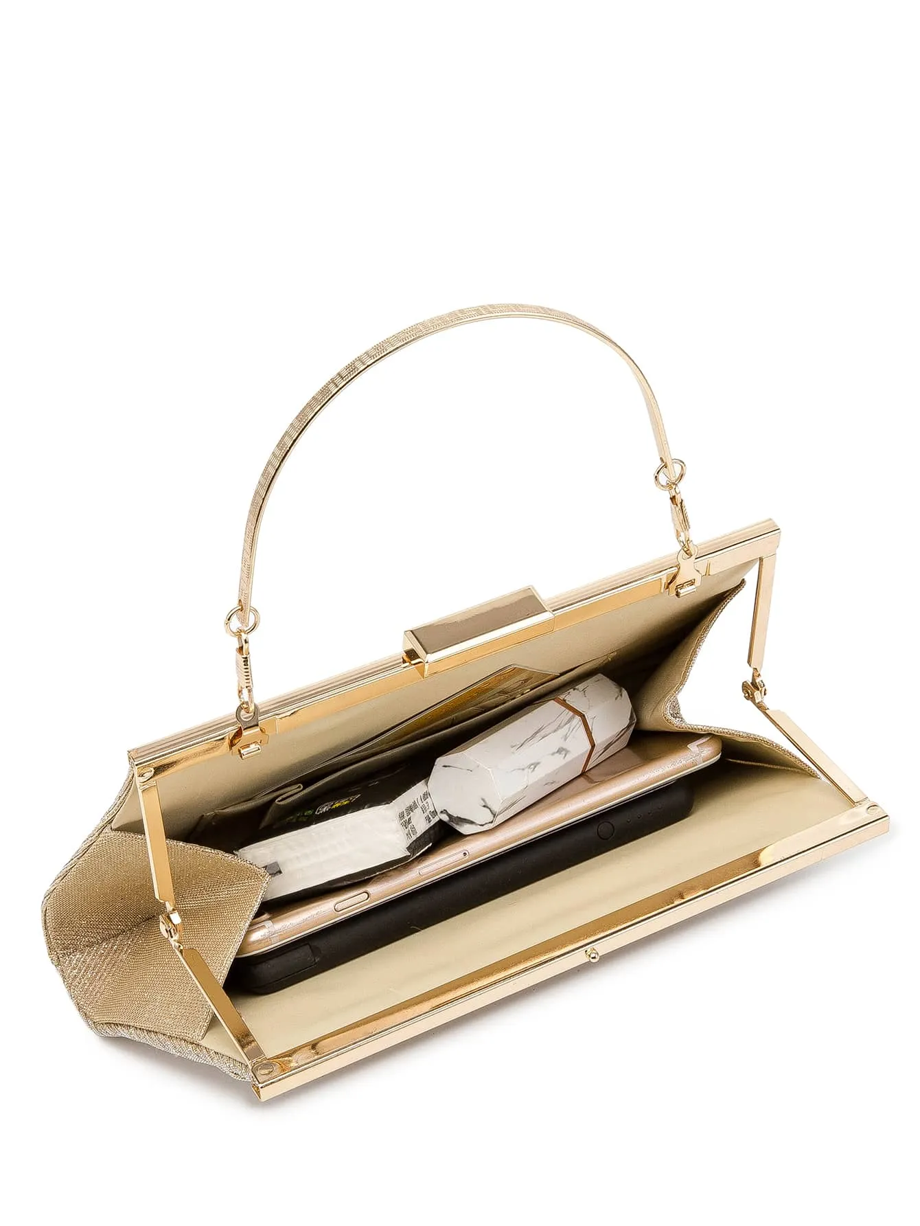 Glitter Top Handle Clutch Bag
