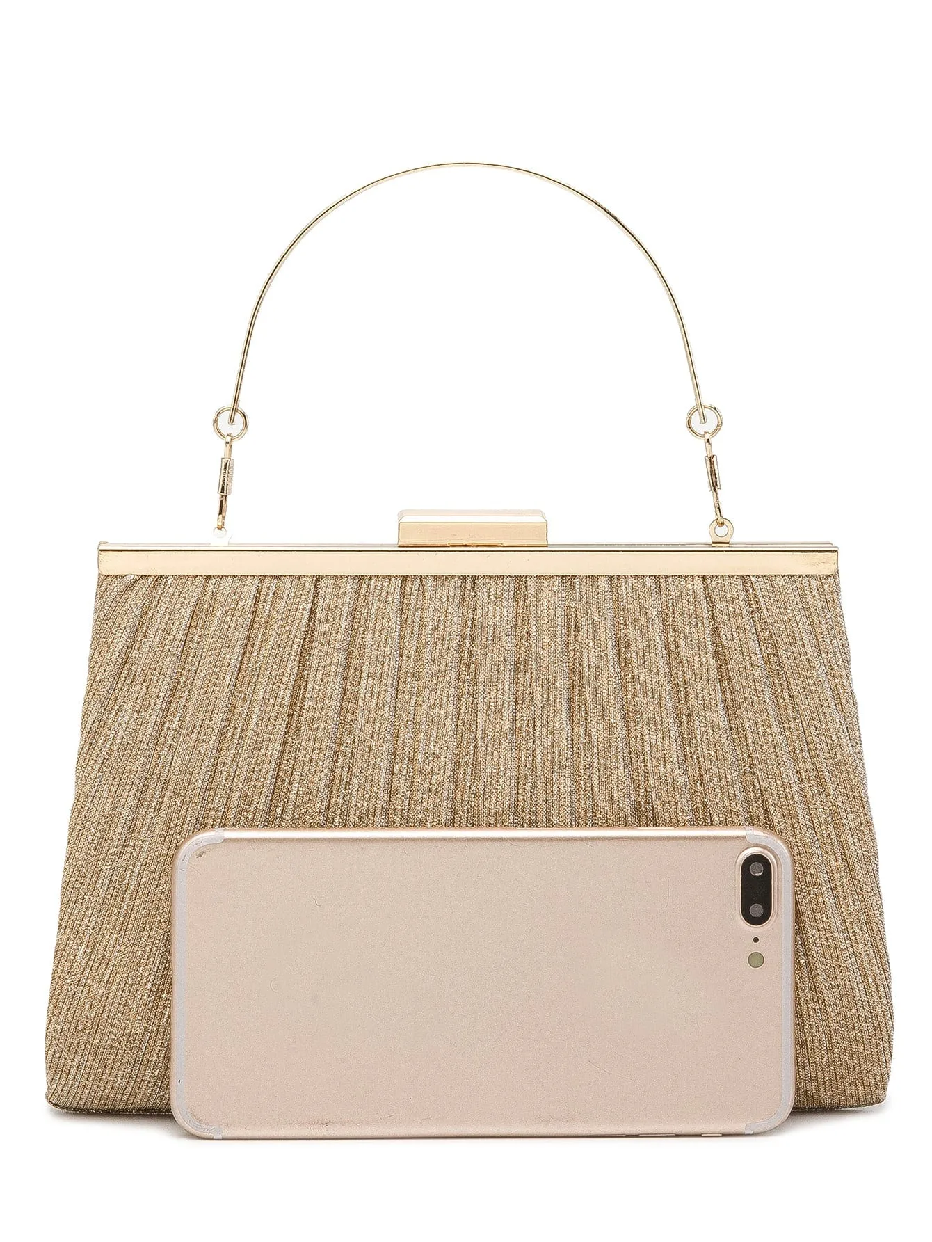 Glitter Top Handle Clutch Bag