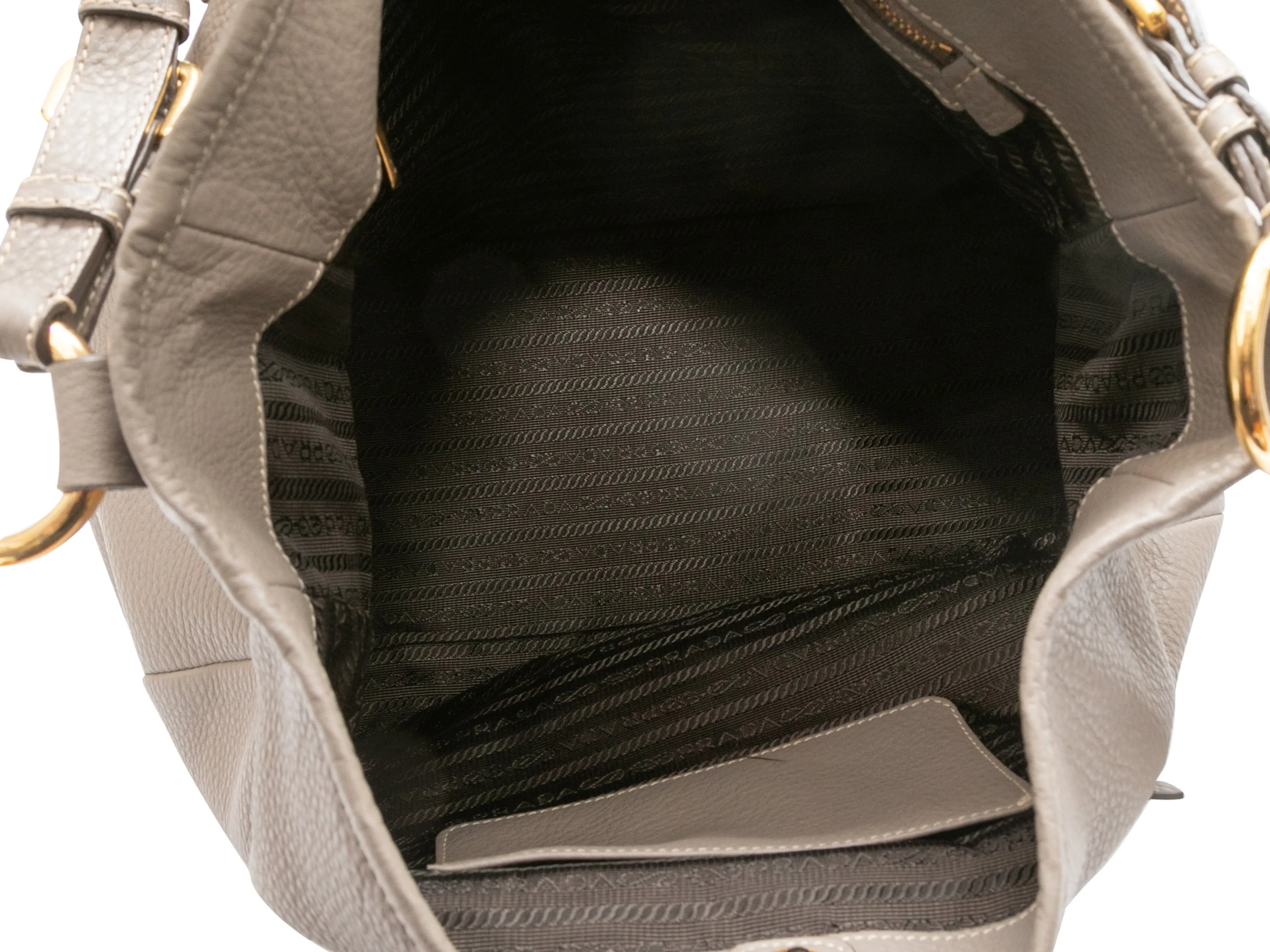 Gray Prada Leather Hobo Tote Bag