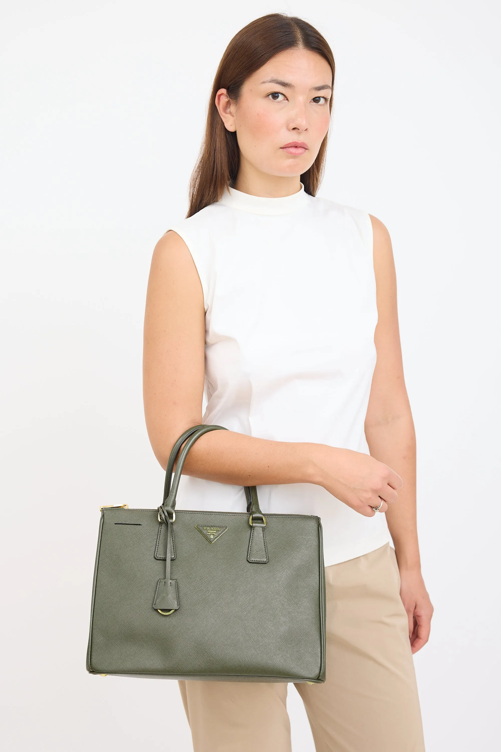 Green Saffiano Leather Galleria Bag