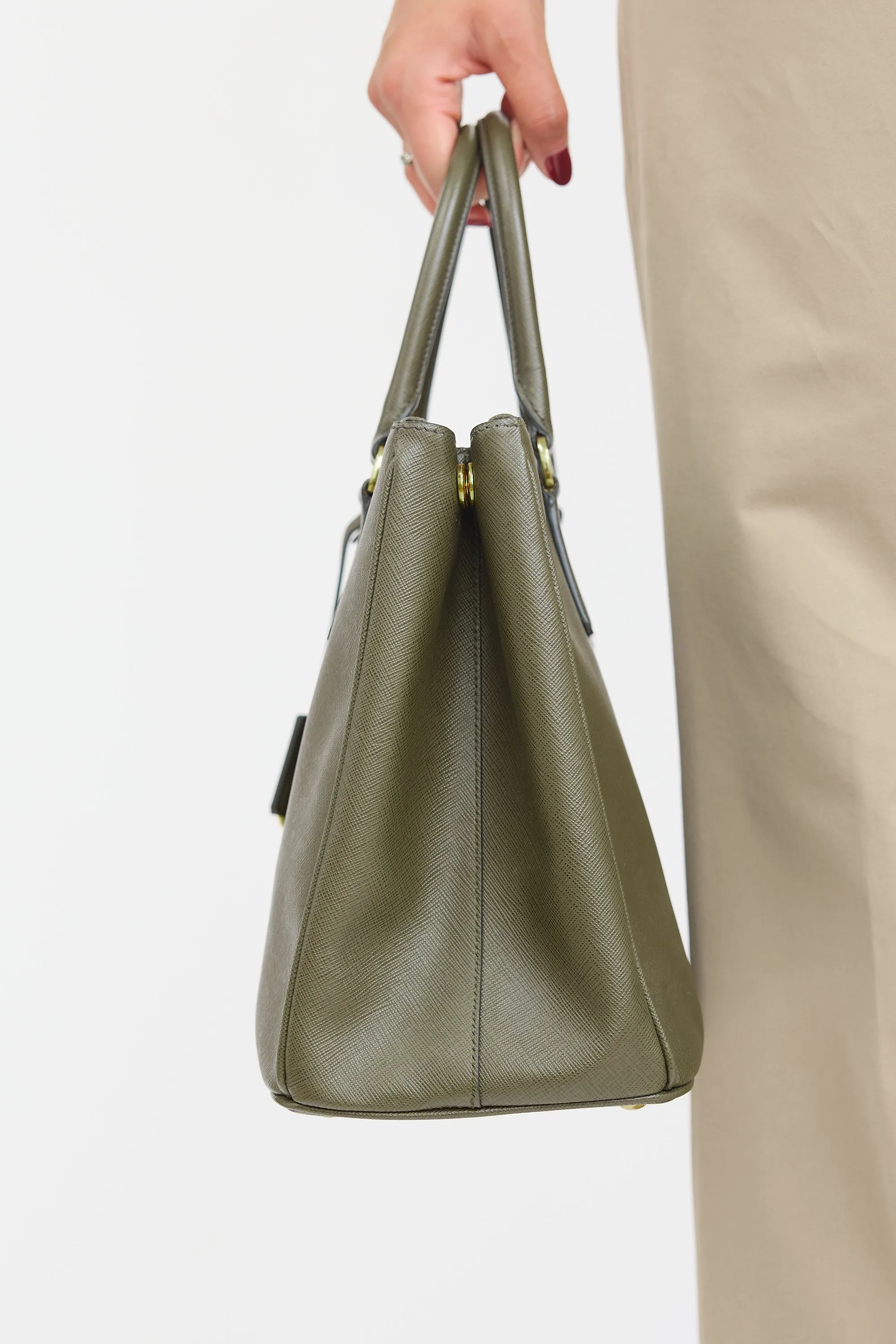 Green Saffiano Leather Galleria Bag