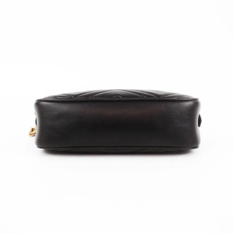 Gucci  GG Marmont Black Leather Flap Bag Medium Size