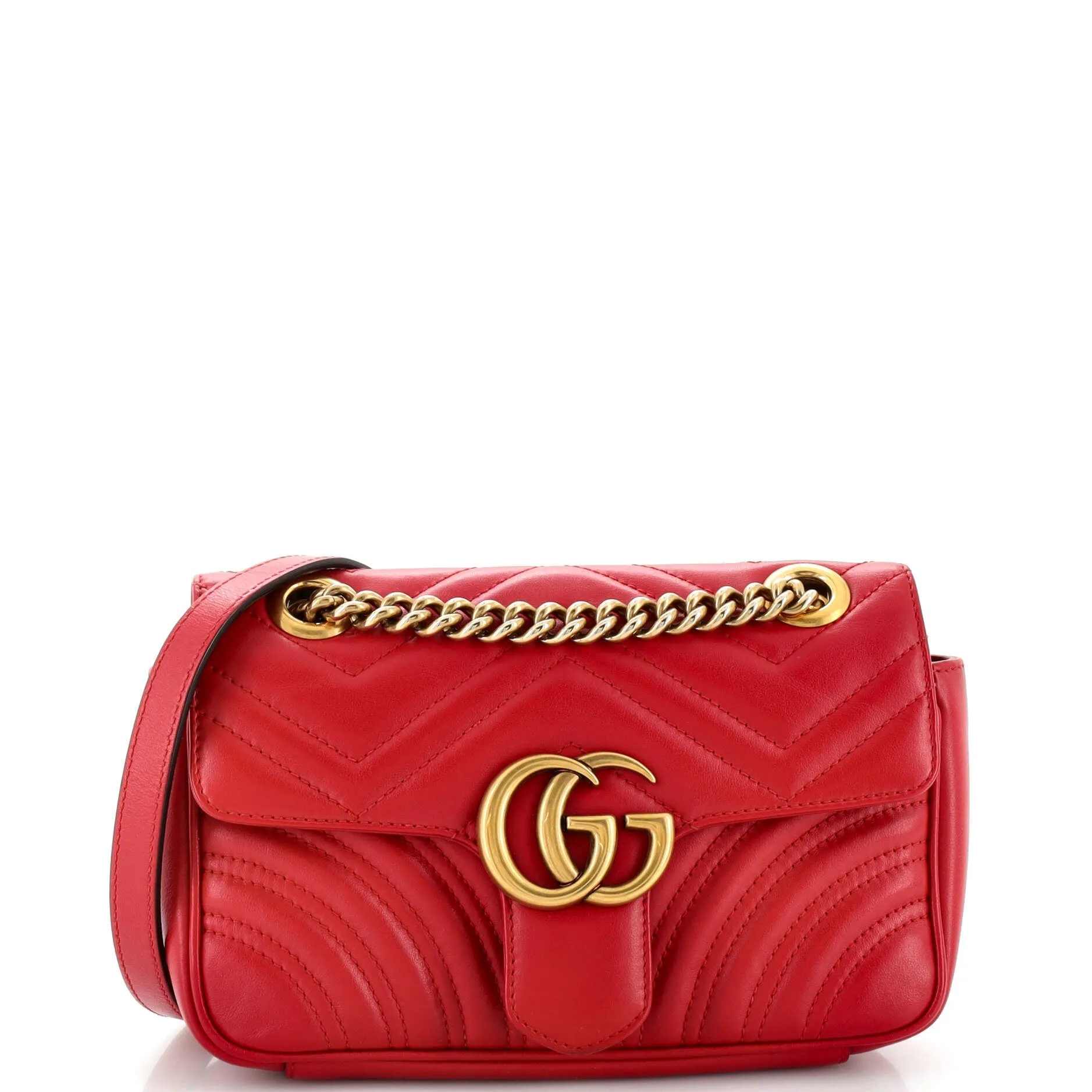 GUCCI GG Marmont Flap Bag Matelasse Leather Mini
