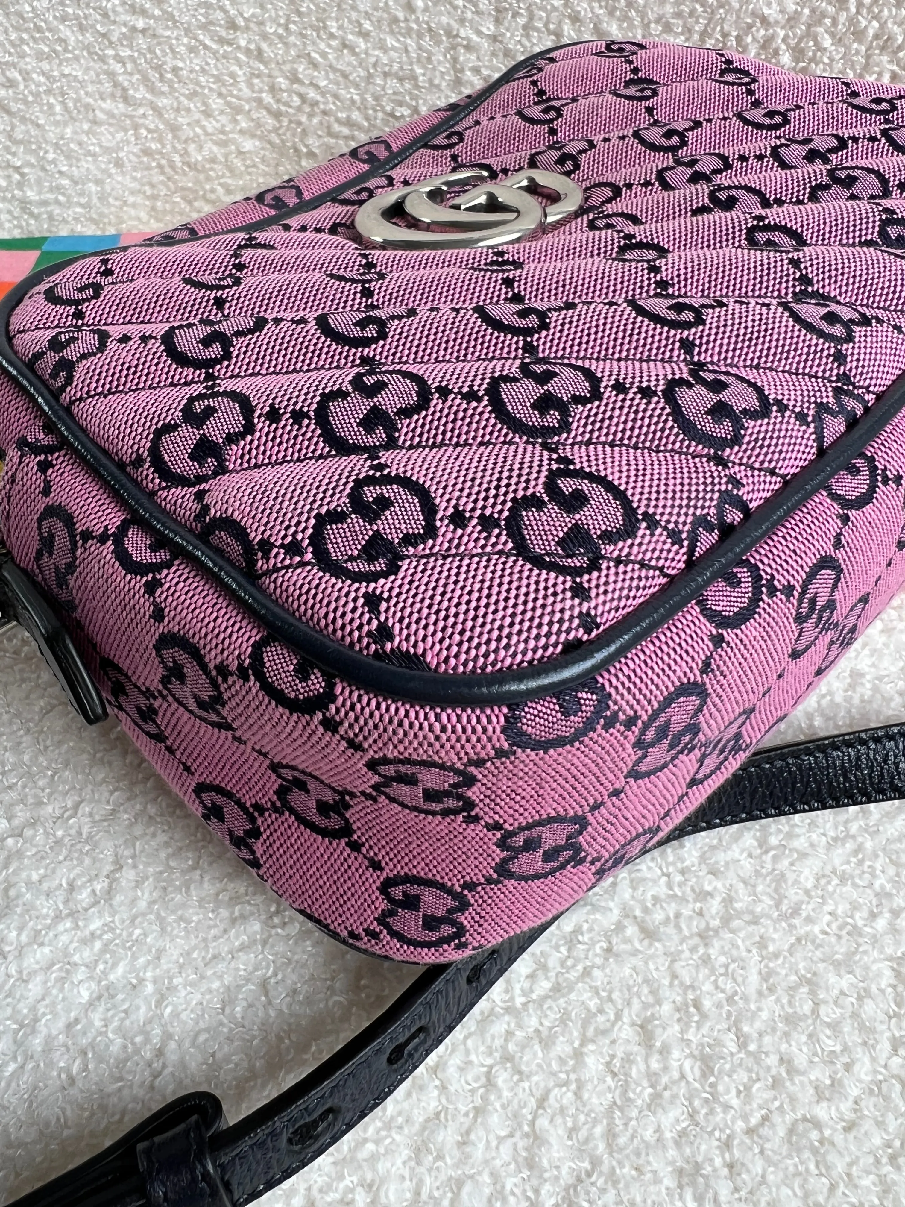 Gucci GG Marmont Pink Canvas Small Shoulder Bag (RRP £1050)