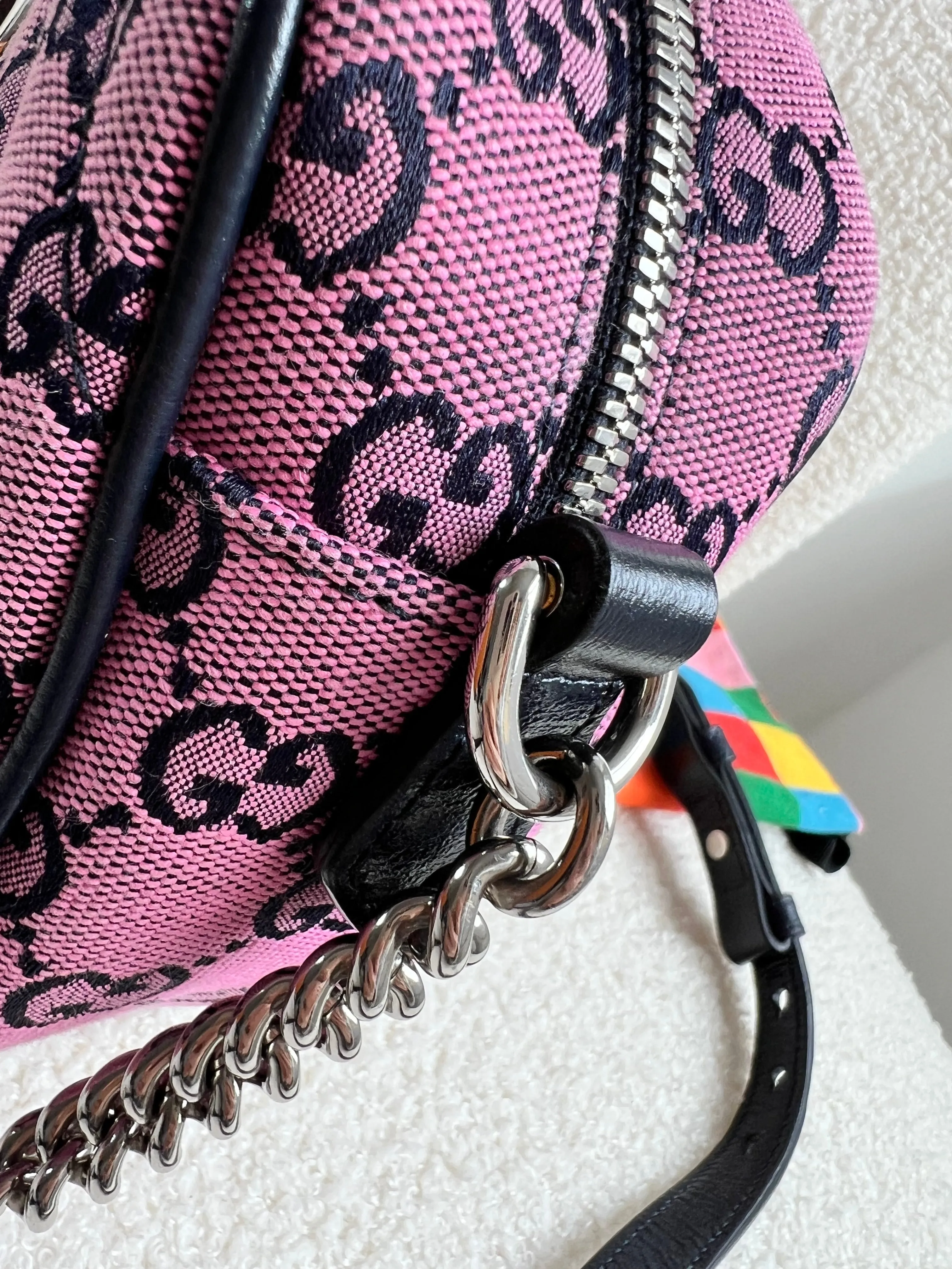 Gucci GG Marmont Pink Canvas Small Shoulder Bag (RRP £1050)
